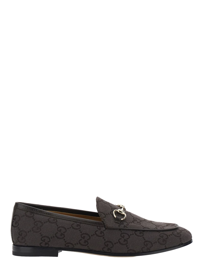 Jordan Brown Loafers with Horsebit on the Front in GG Canvas for Women