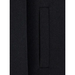Black Double-breasted coat with notched revers in wool blend for women