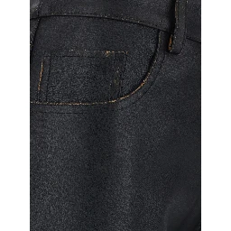 Black Pants with Wide Leg in Leather for Women