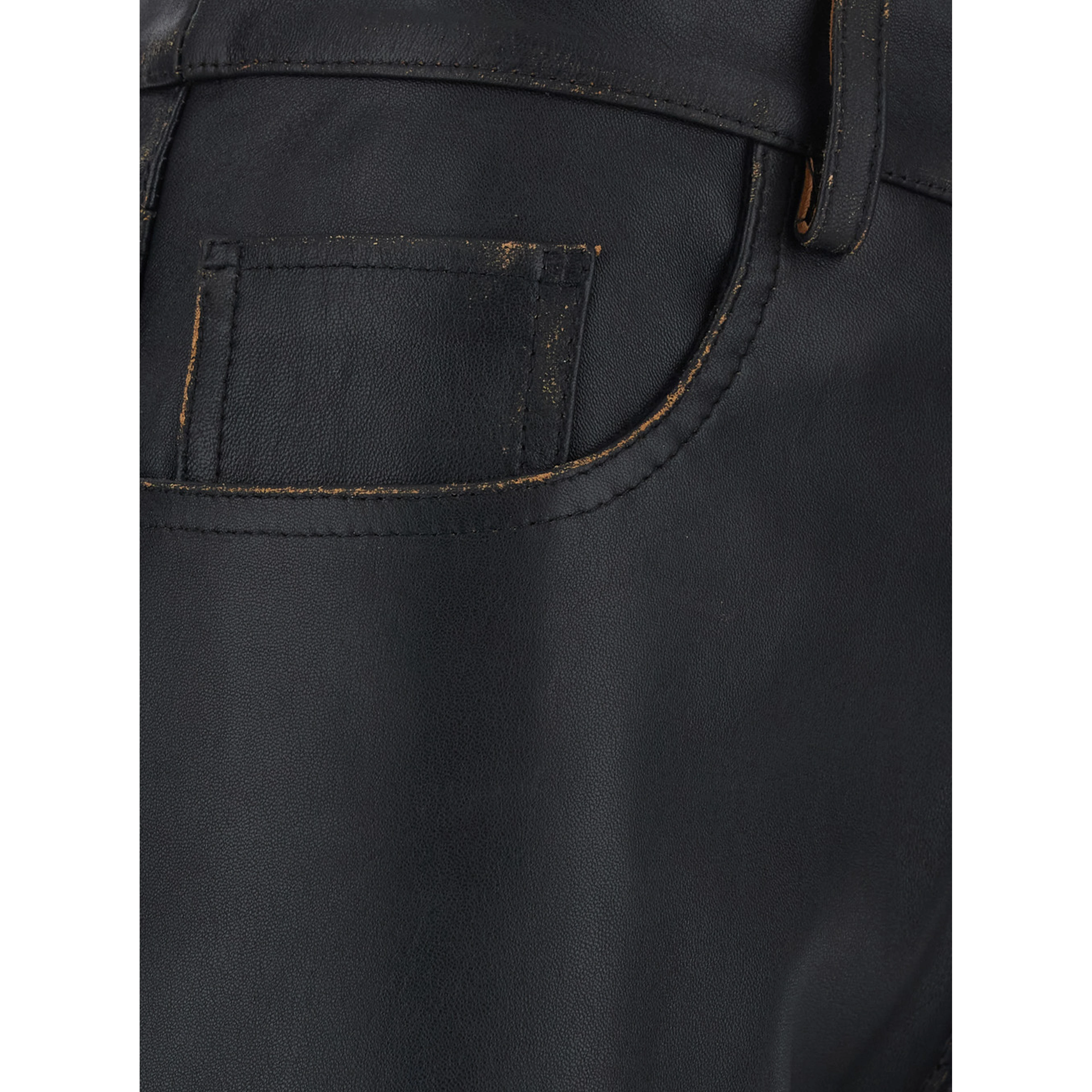 Black Pants with Wide Leg in Leather for Women