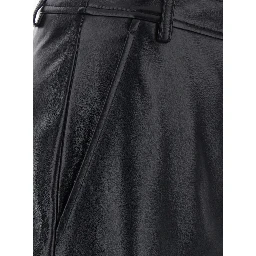 Legno Black Pants with Button and Zip Closure at the Front in Leather for Women