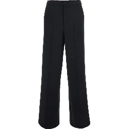 MADREPERL Pants with elegant details in Black Tech Fabric for women