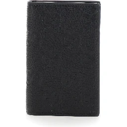 Bi-Fold Wallet with Vertical Design in Grained GG Leather Black Men
