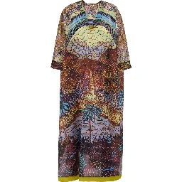 Grand Papillon Multicolor Kaftan with long sleeves and front closure in Tech Fabric for Women