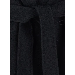 Messi Black Coat with Front Belt Closure in Wool for Women