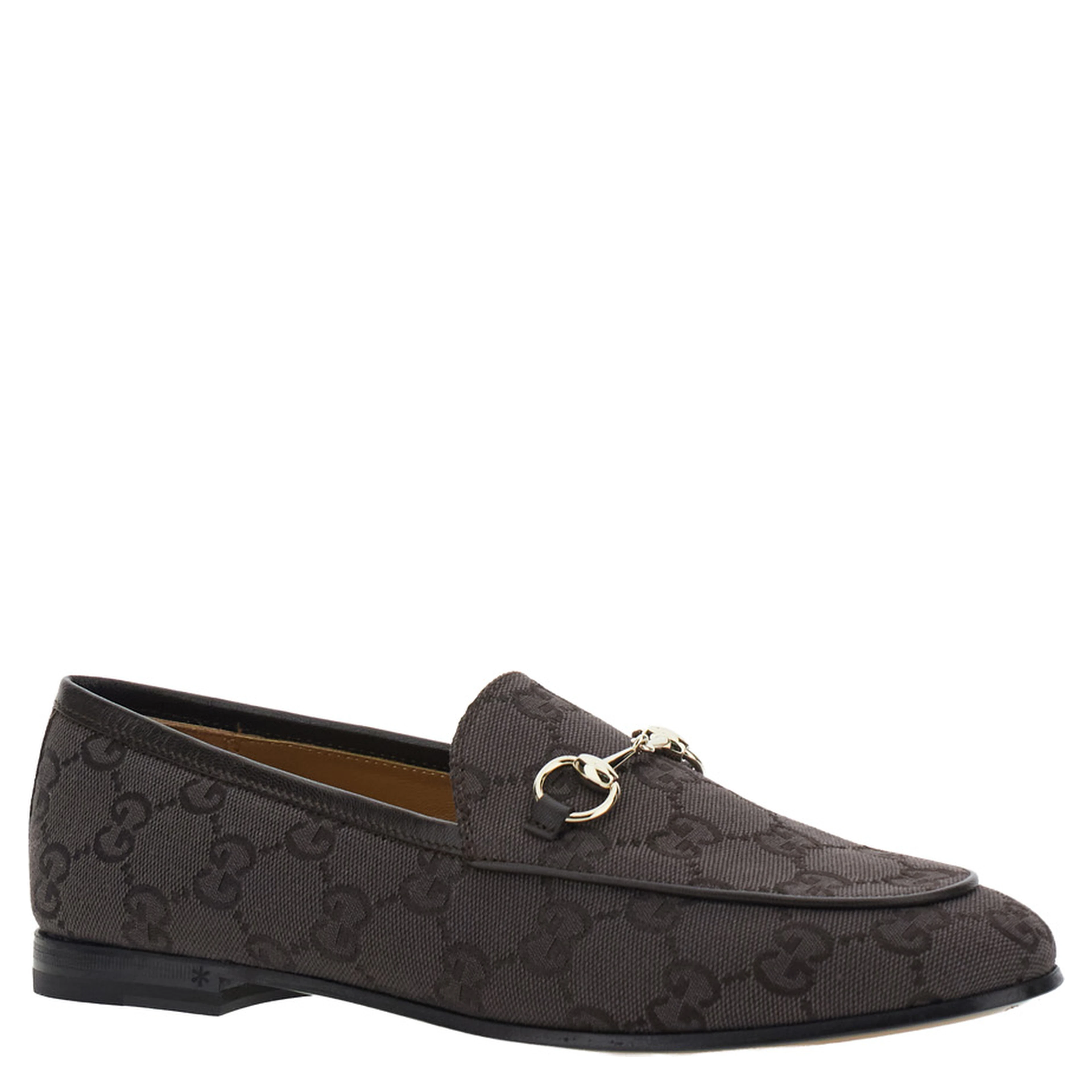 Jordan Brown Loafers with Horsebit on the Front in GG Canvas for Women