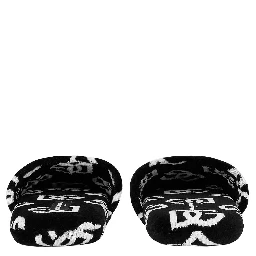black Slippers with DG all-over Contrasting motif in terry cotton