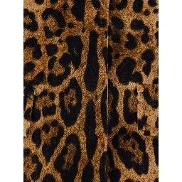 Tedro Brown Crop Jacket with Raised Collar and All-Over Leopard Motif in Velvet for Women