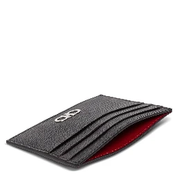 Cardholder Revival with Gancini Buckle on the Front in Black Leather for Men