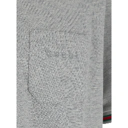 Polo Shirt with Web Details and Lettering Logo on the Front in Grey Wool Blend for Men