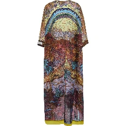 Grand Papillon Multicolor Kaftan with long sleeves and front closure in Tech Fabric for Women
