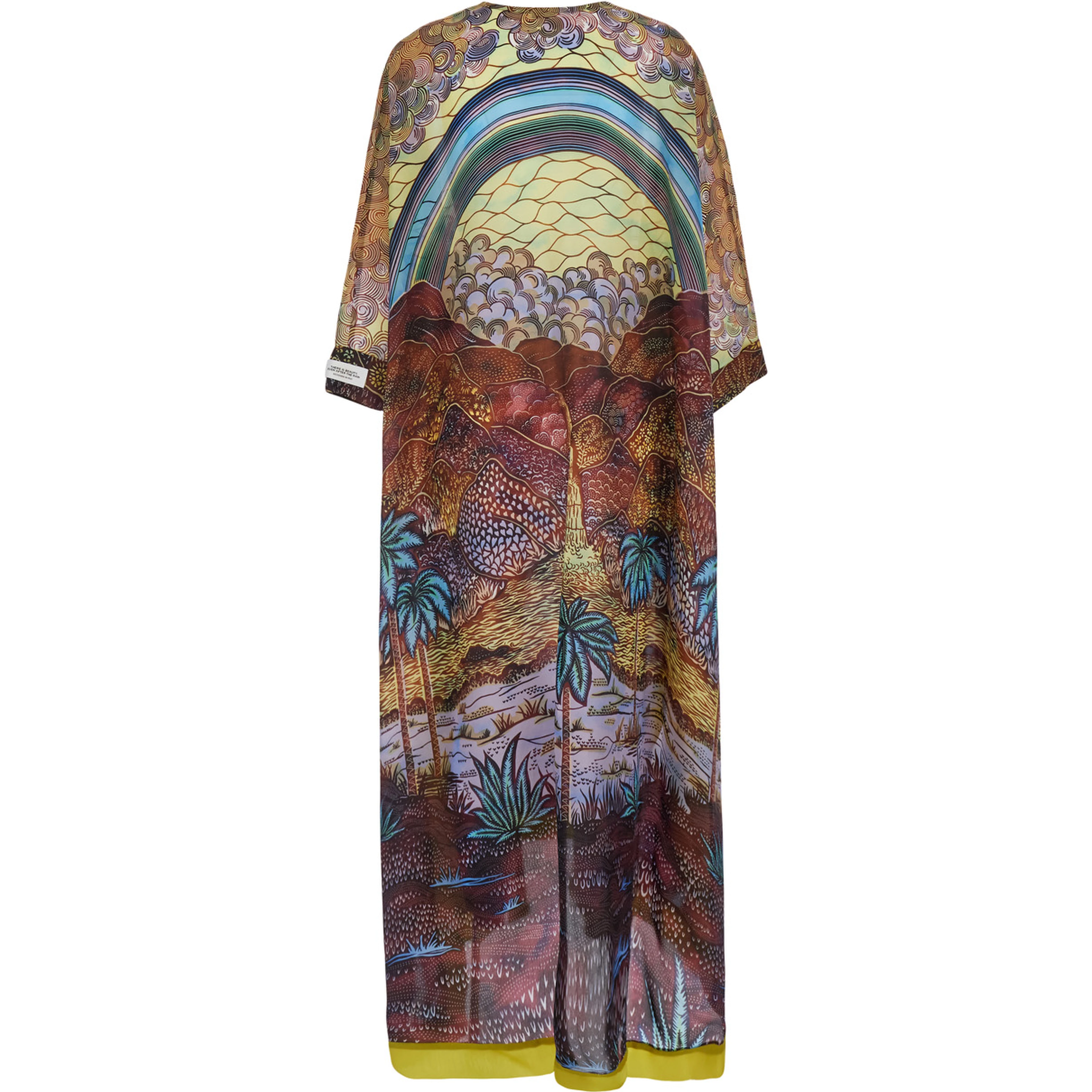 Grand Papillon Multicolor Kaftan with long sleeves and front closure in Tech Fabric for Women