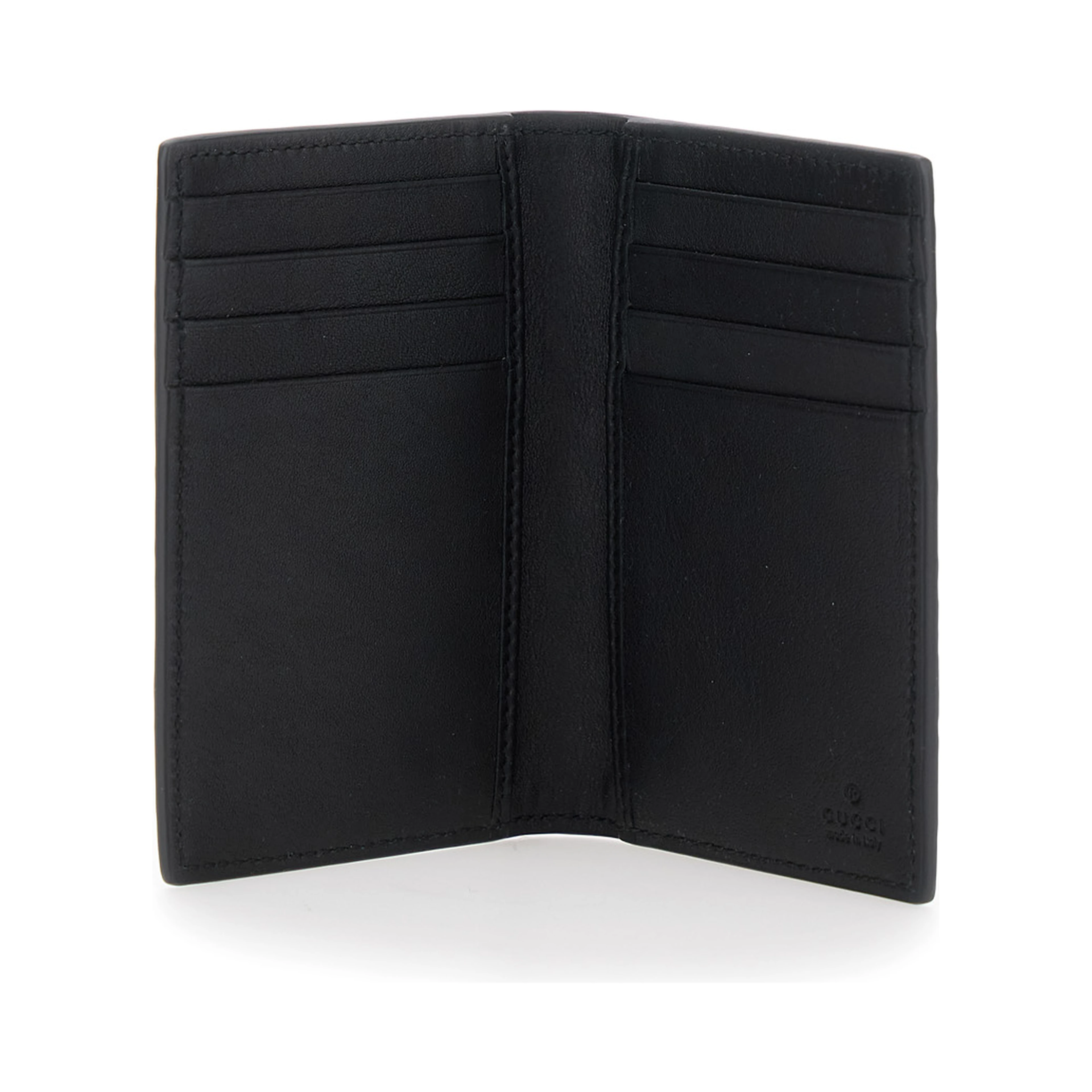 Bi-Fold Wallet with Vertical Design in Grained GG Leather Black Men