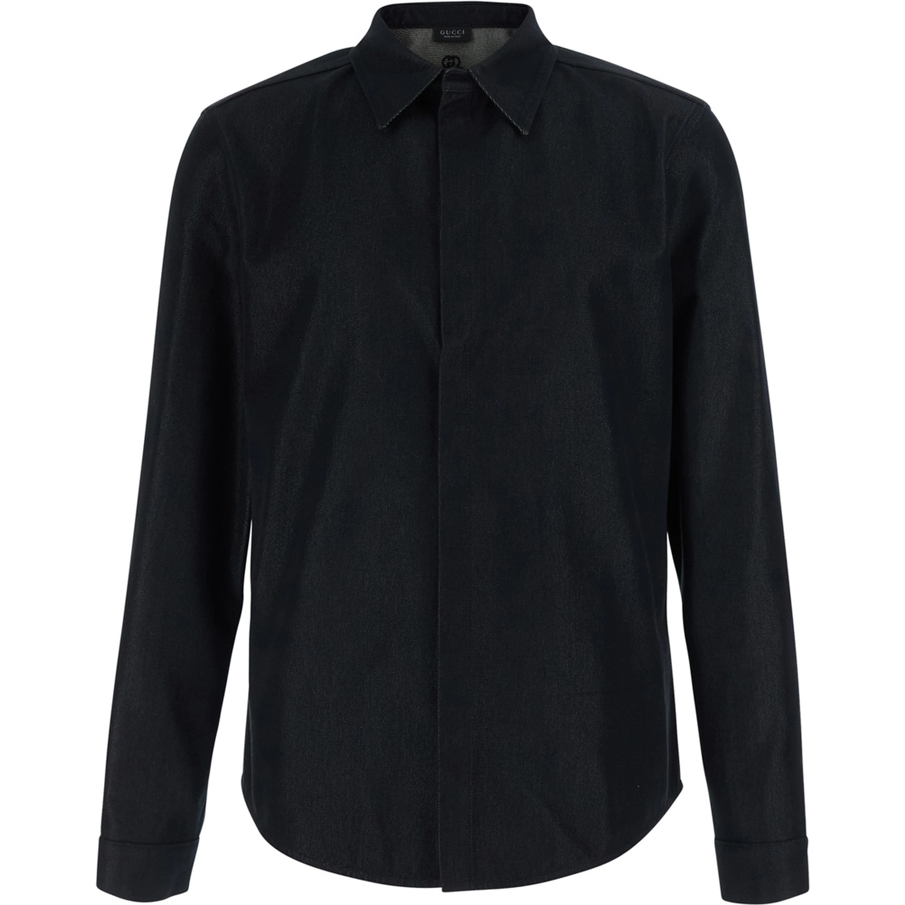 Black Shirt with pointed collar and tone-on-tone GG logo on the back in Denim for Men