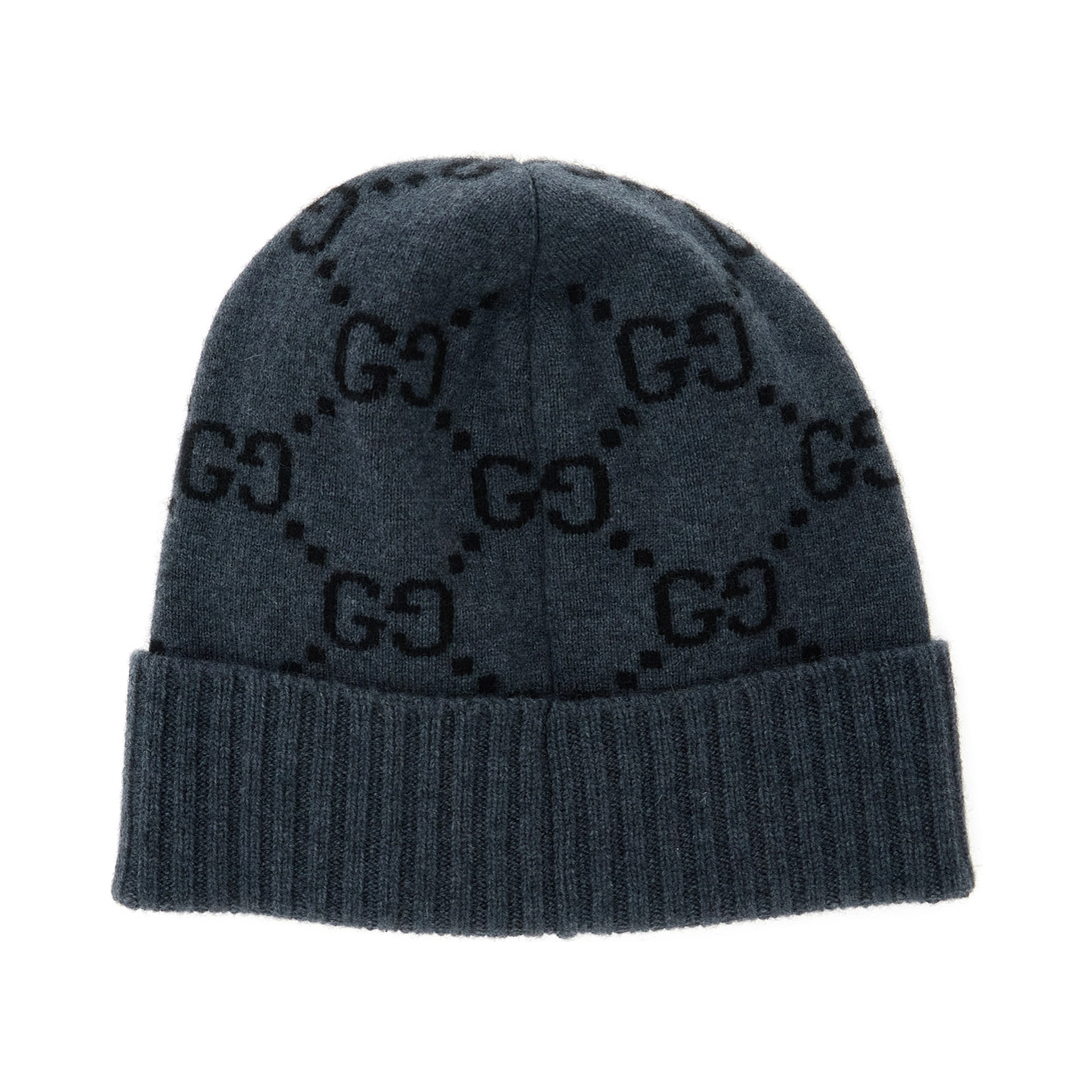 Hat GG Jacquard Gray with Brim and Cashmere Cuff Men
