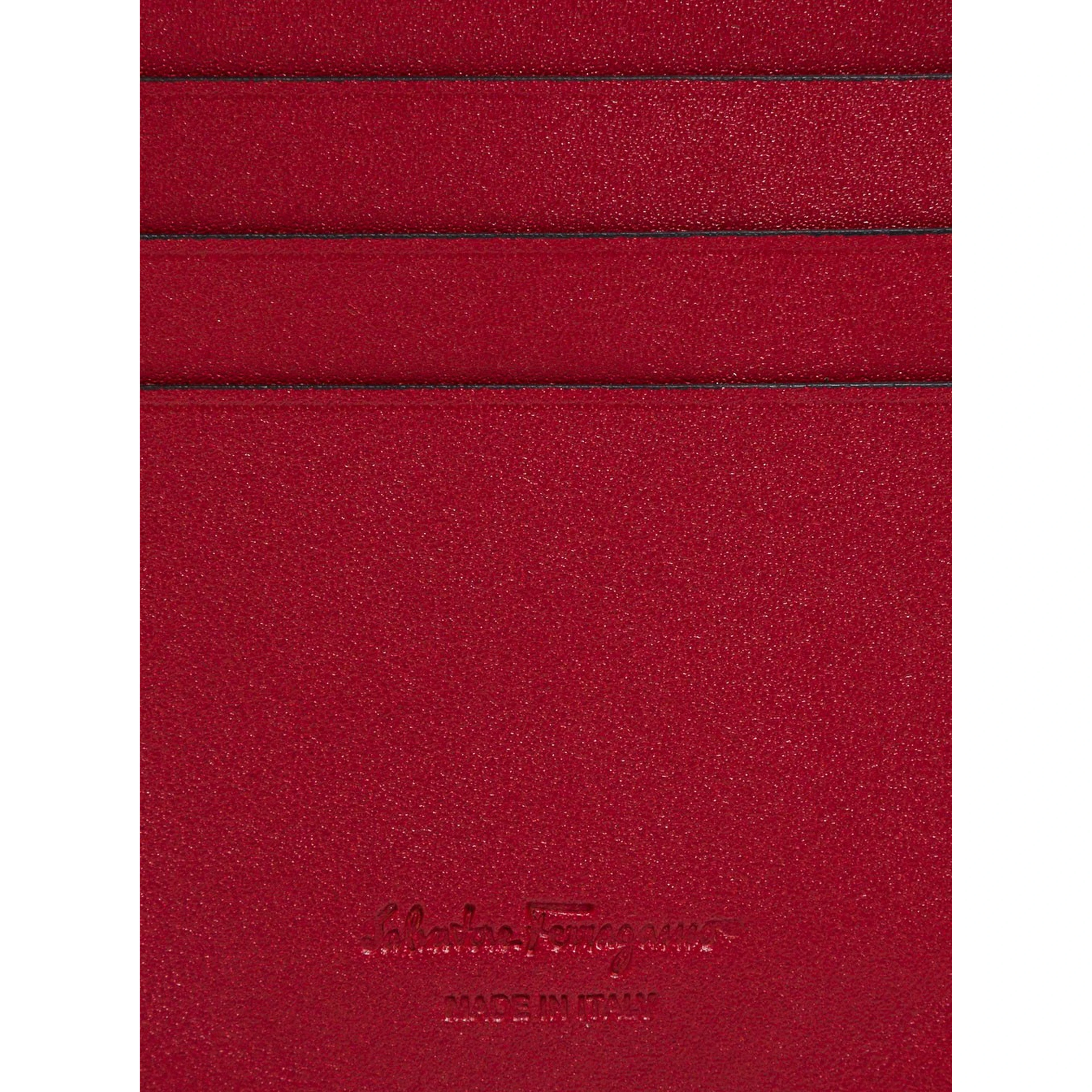 Cardholder Revival with Gancini Buckle on the Front in Black Leather for Men