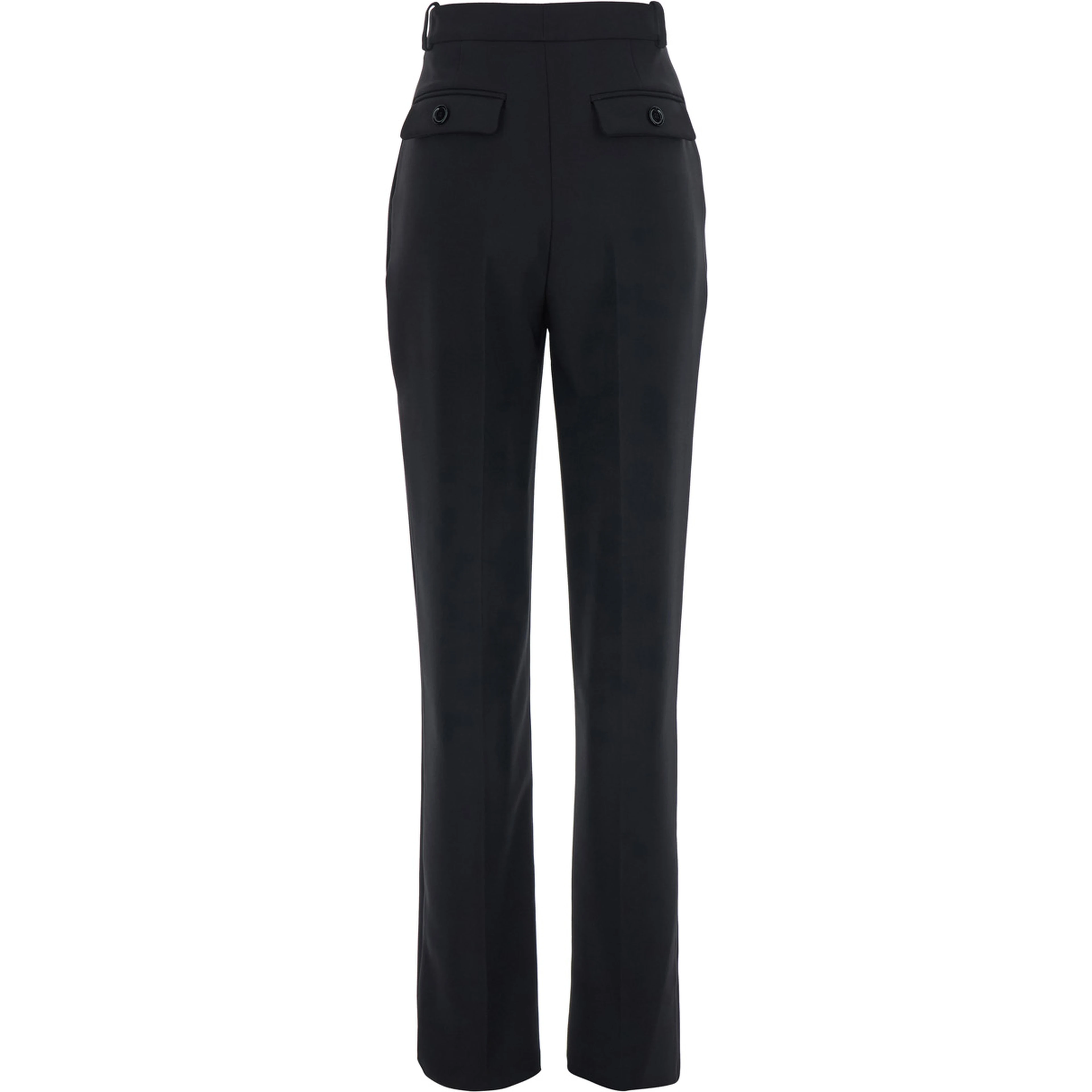 Black trousers with pleats and crepe fabric for women