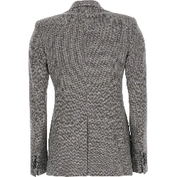 Grey Double-breasted Jacket with Peak Revers in Wool for Women