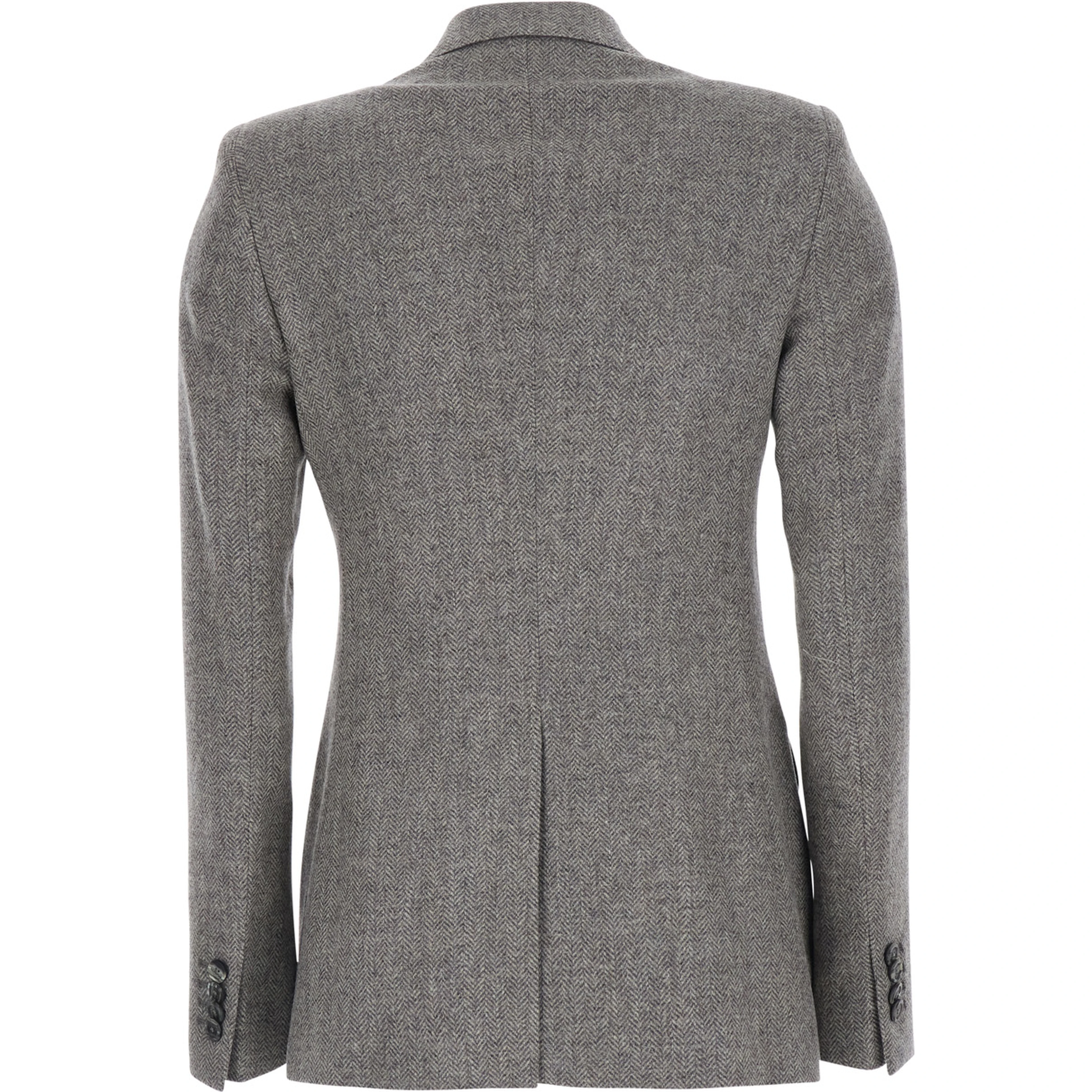 Grey Double-breasted Jacket with Peak Revers in Wool for Women