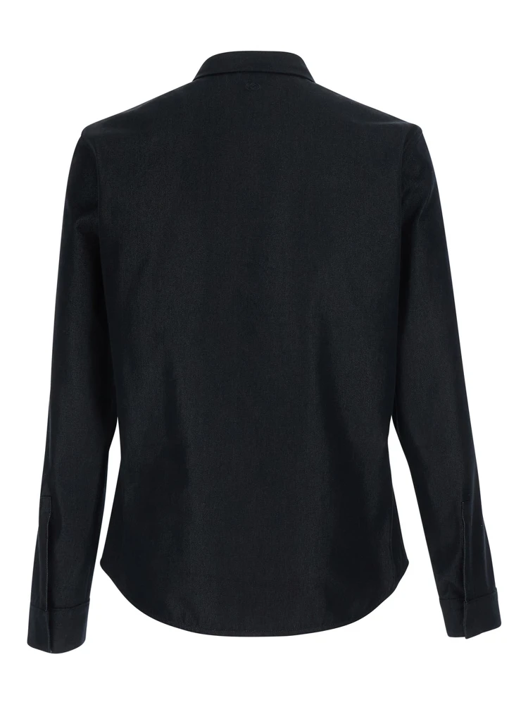 Black Shirt with pointed collar and tone-on-tone GG logo on the back in Denim for Men alternative