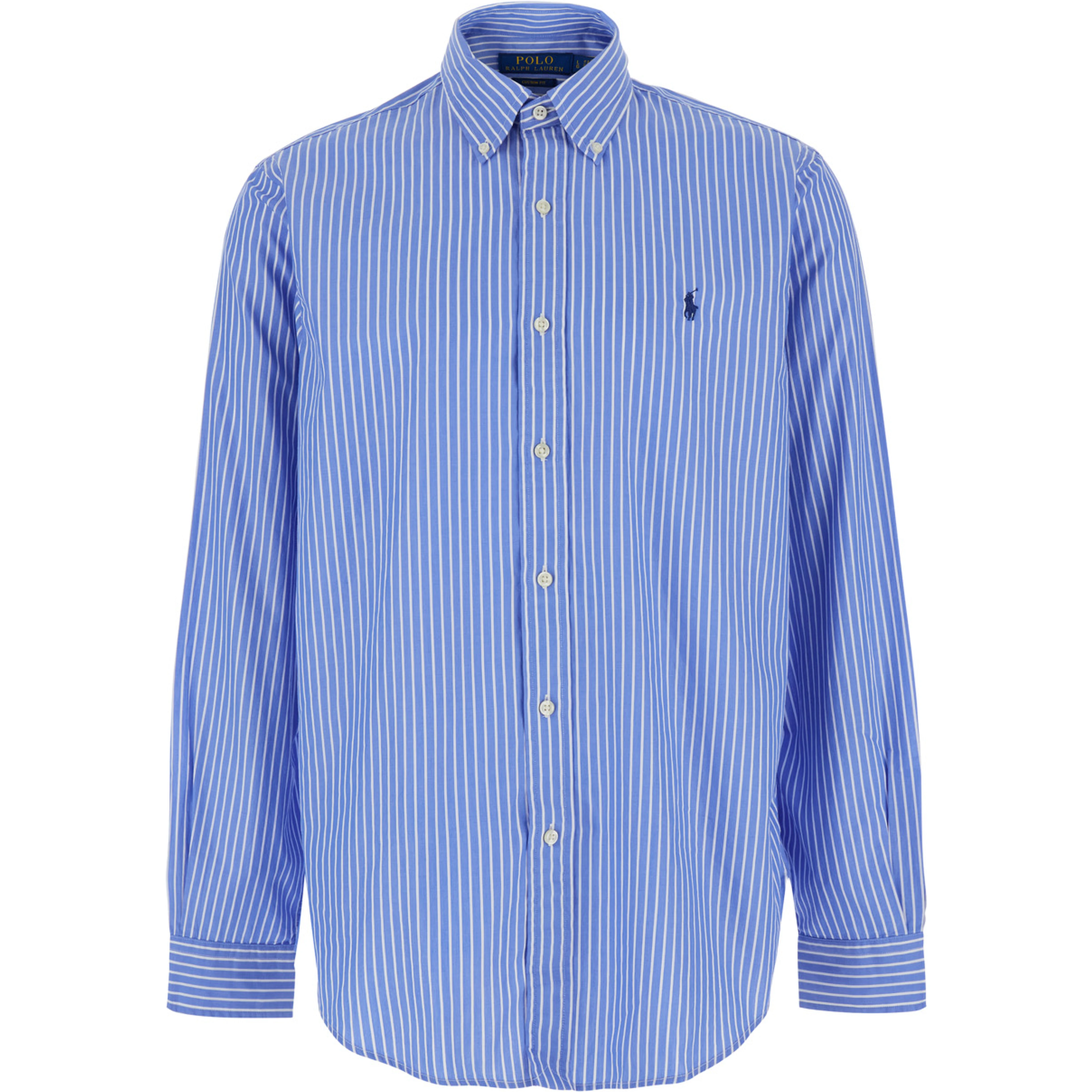 WASHED STRIPE Blue Shirt with Classic Collar and Long Sleeves for Men