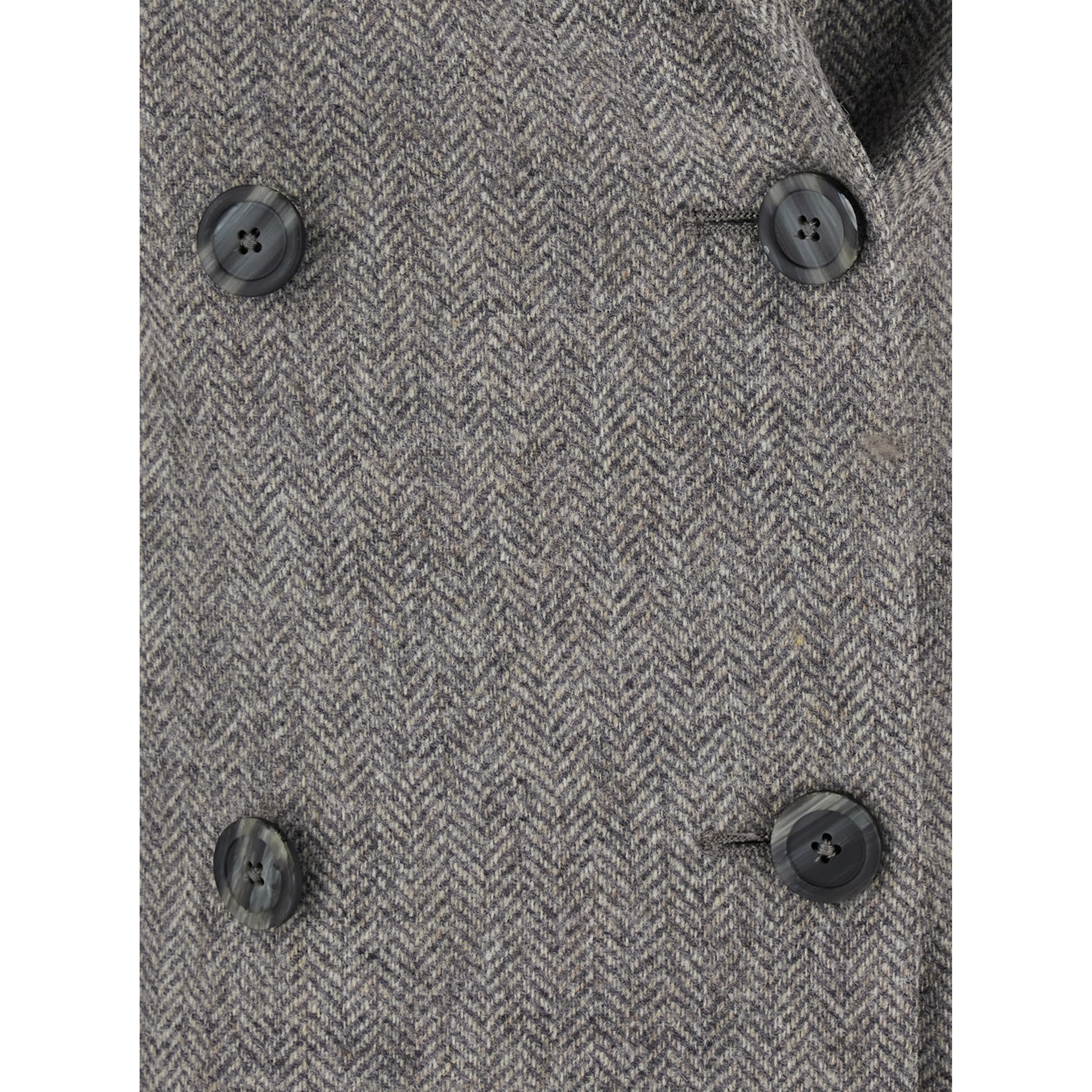 Grey Double-breasted Jacket with Peak Revers in Wool for Women