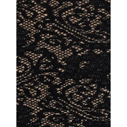 Black Midi skirt with elasticated waist and all-over lace embroidery in viscose blend for women