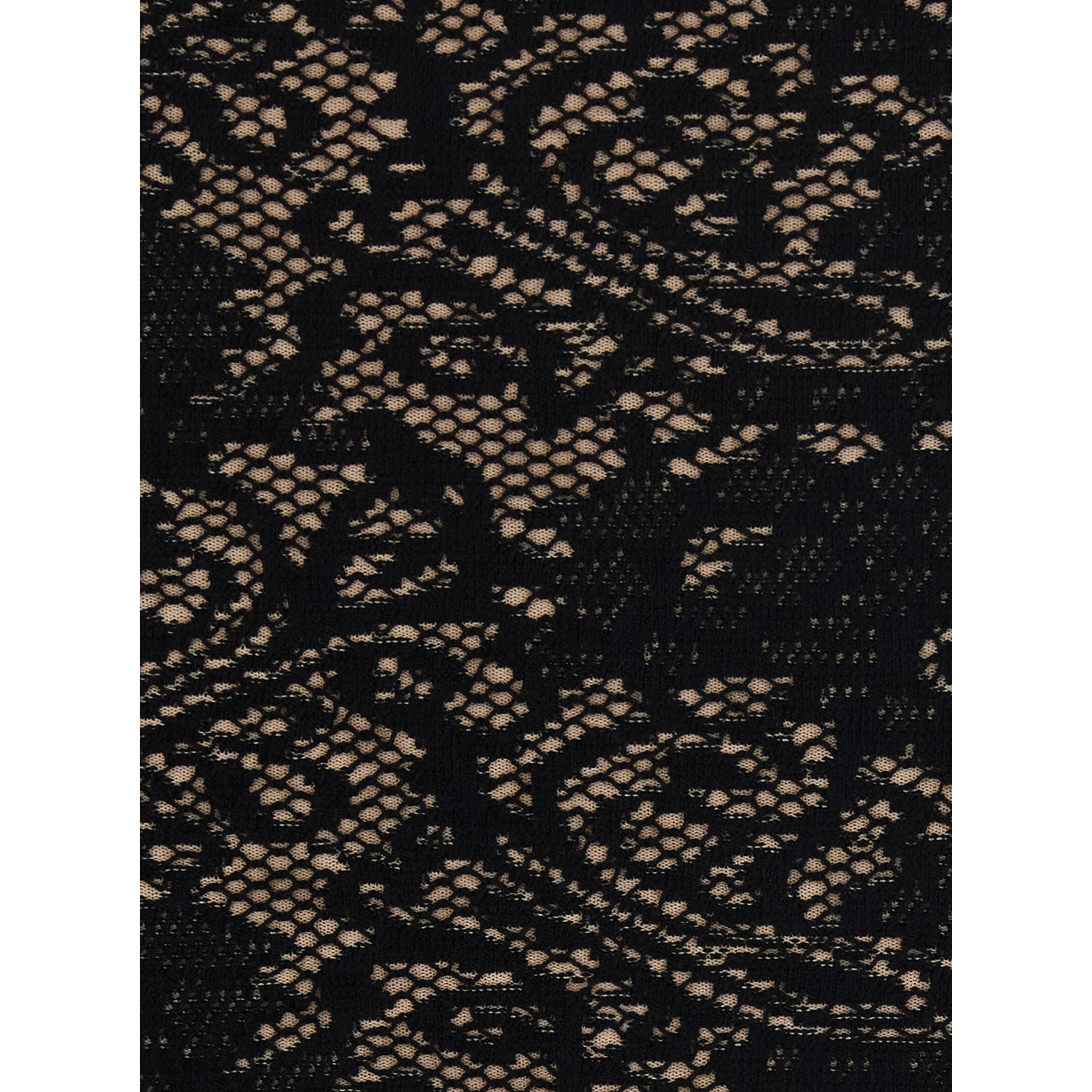 Black Midi skirt with elasticated waist and all-over lace embroidery in viscose blend for women