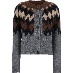 EIKO multicolor Sweater with round neck and zig-zag motif in wool for women