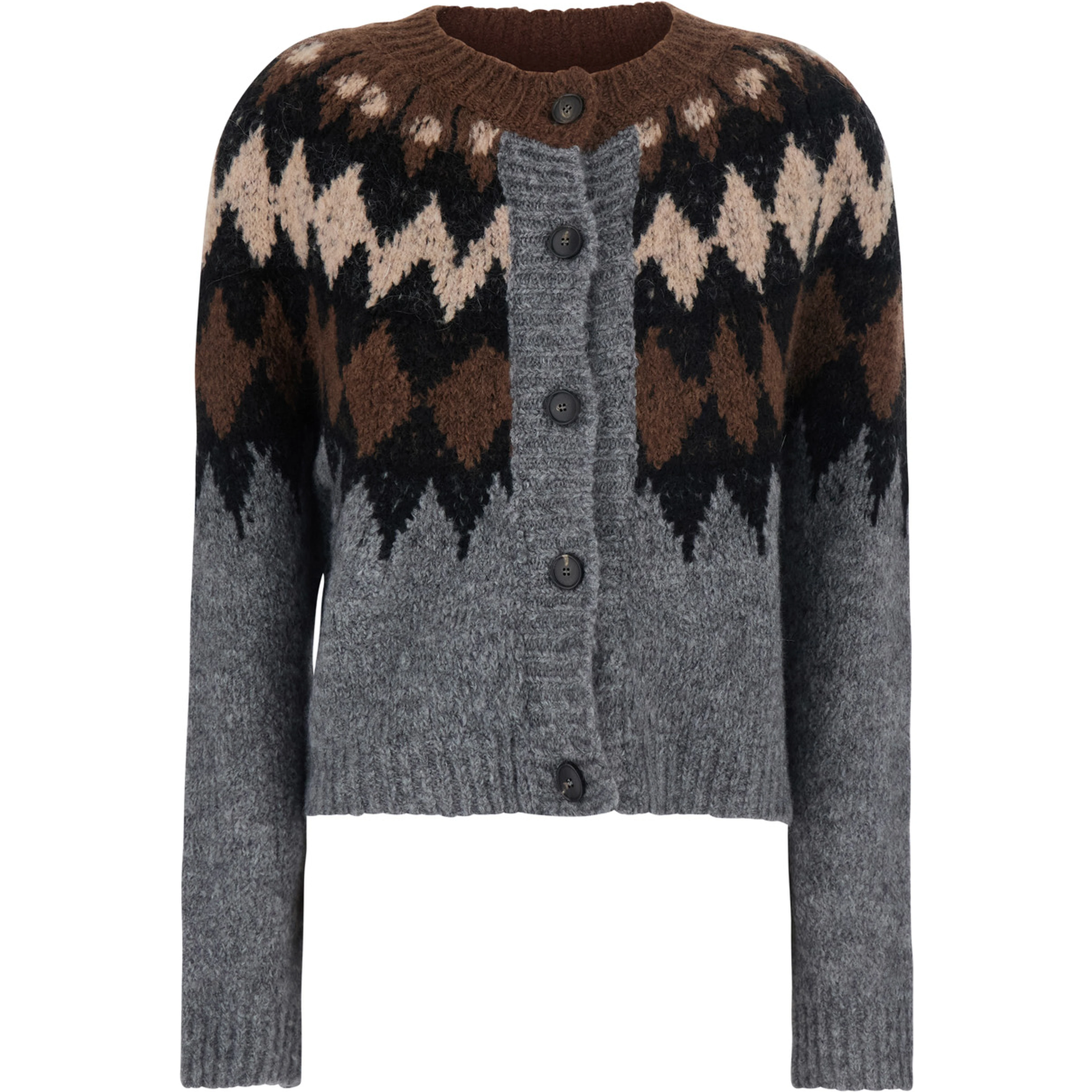 EIKO multicolor Sweater with round neck and zig-zag motif in wool for women