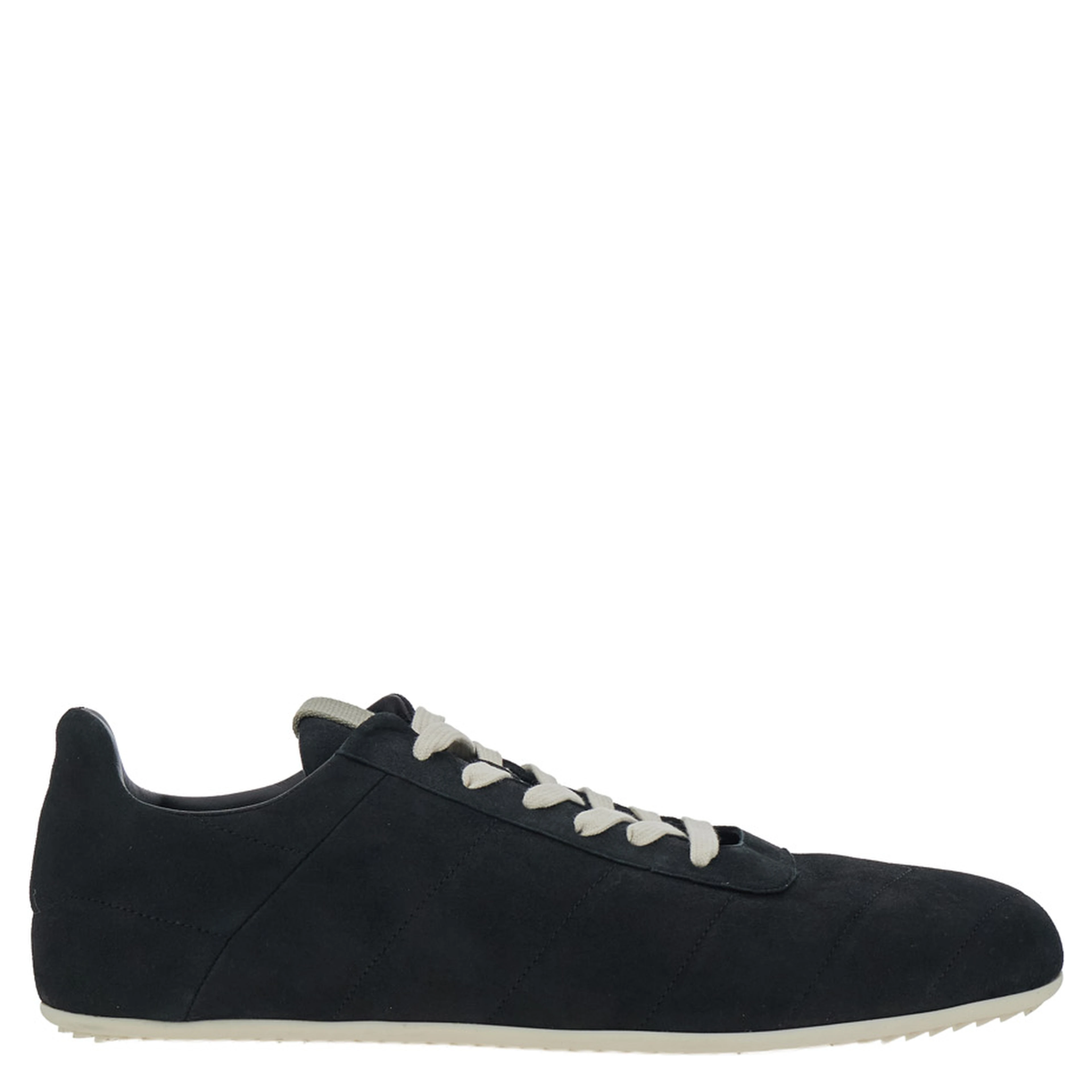 Black Low Top Sneakers with Round Toe and Front Lace Closure in Suede for Men