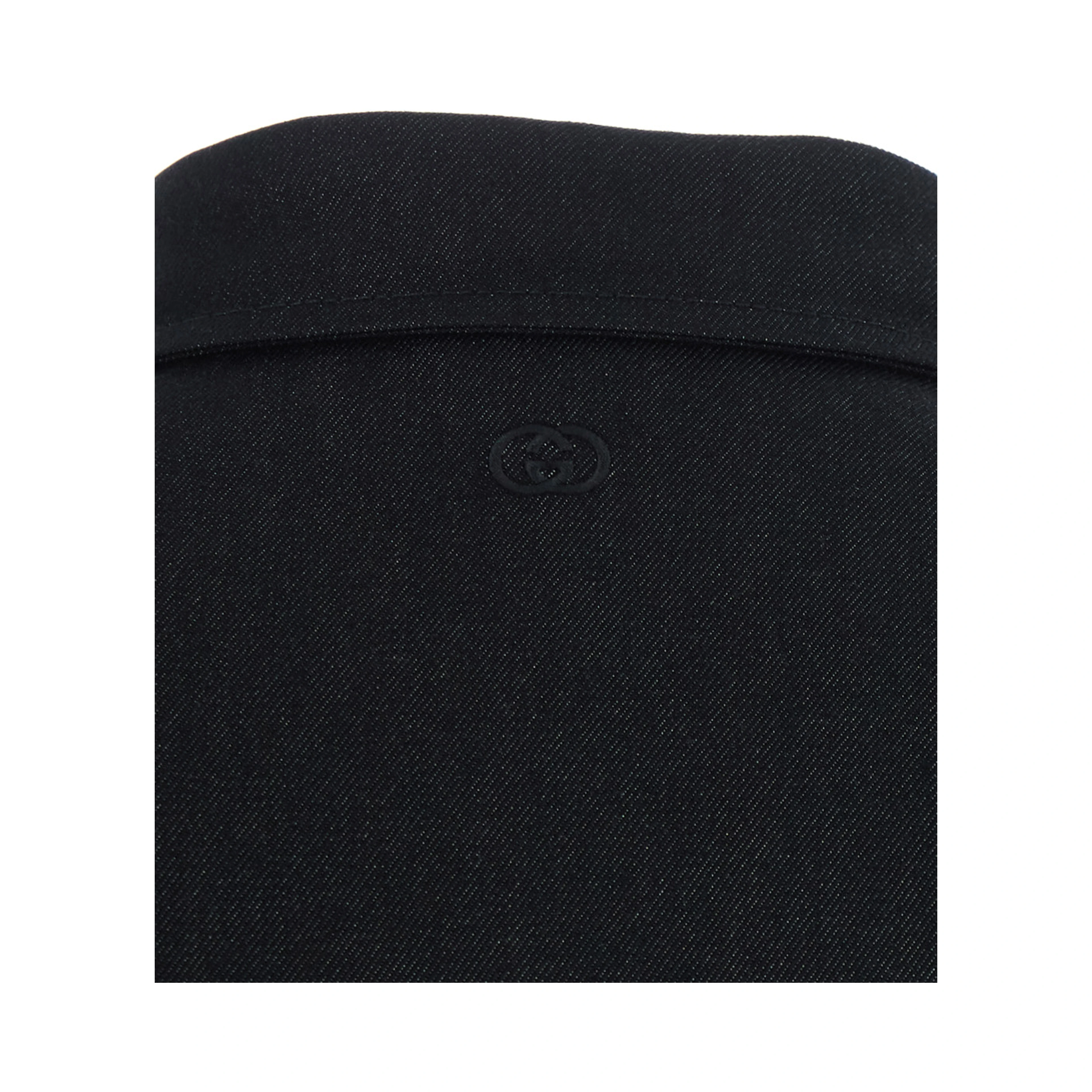 Black Shirt with pointed collar and tone-on-tone GG logo on the back in Denim for Men
