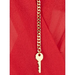 Red Bodysuit with deep V-neck and chain detail on the front in viscose for women