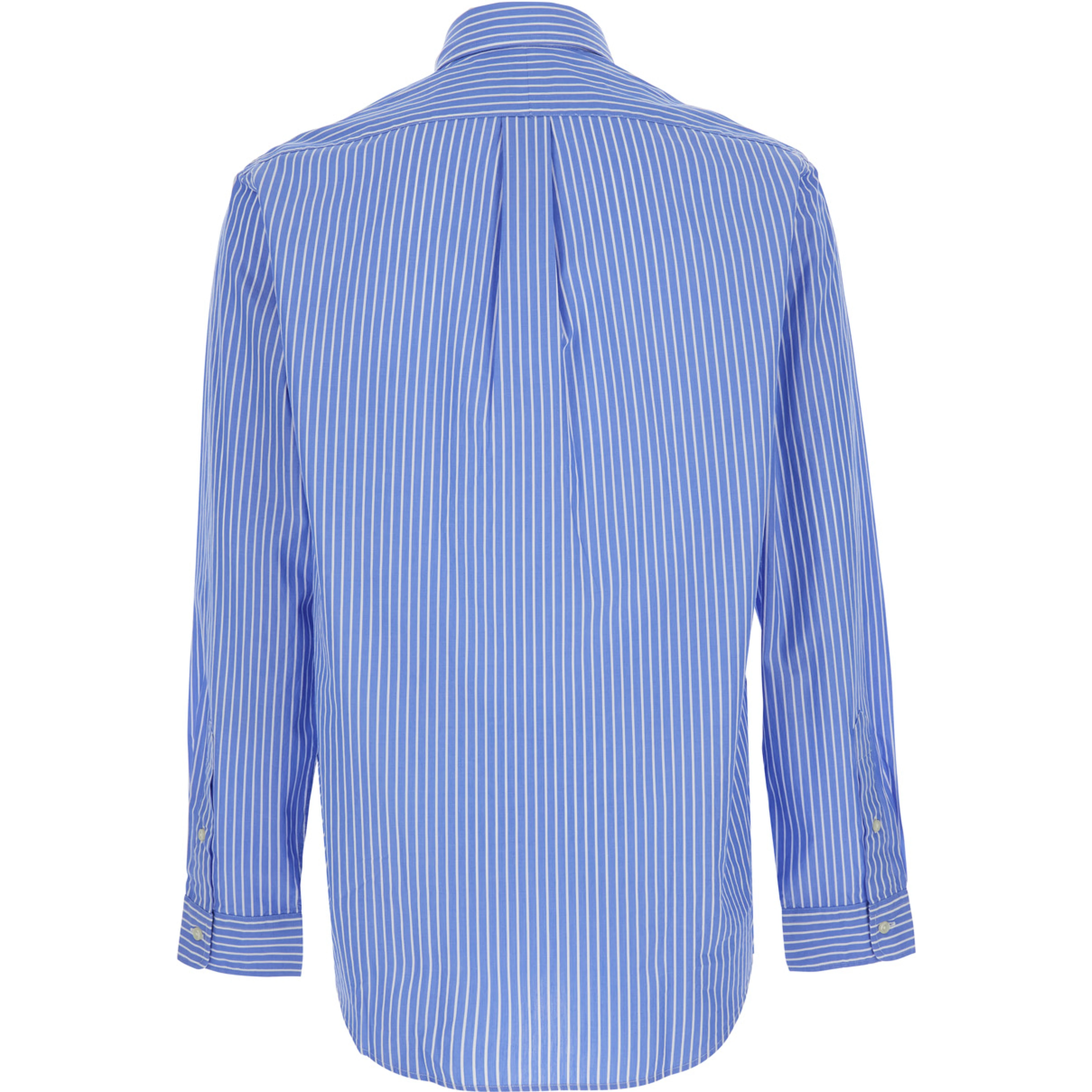 WASHED STRIPE Blue Shirt with Classic Collar and Long Sleeves for Men