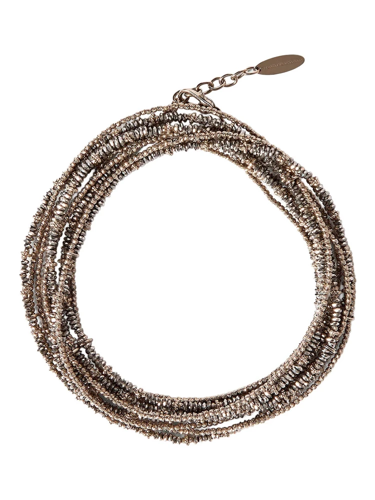 Metallic Bracelet with layered design and Monile in Metal for women