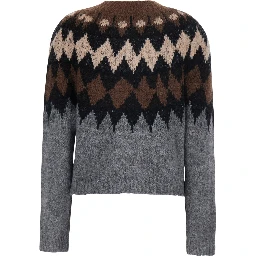 EIKO multicolor Sweater with round neck and zig-zag motif in wool for women