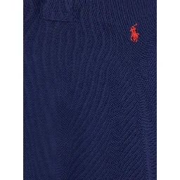 Polo "Custom Slim Fit" with Pony Detail on the Front in Blue Cotton for Men