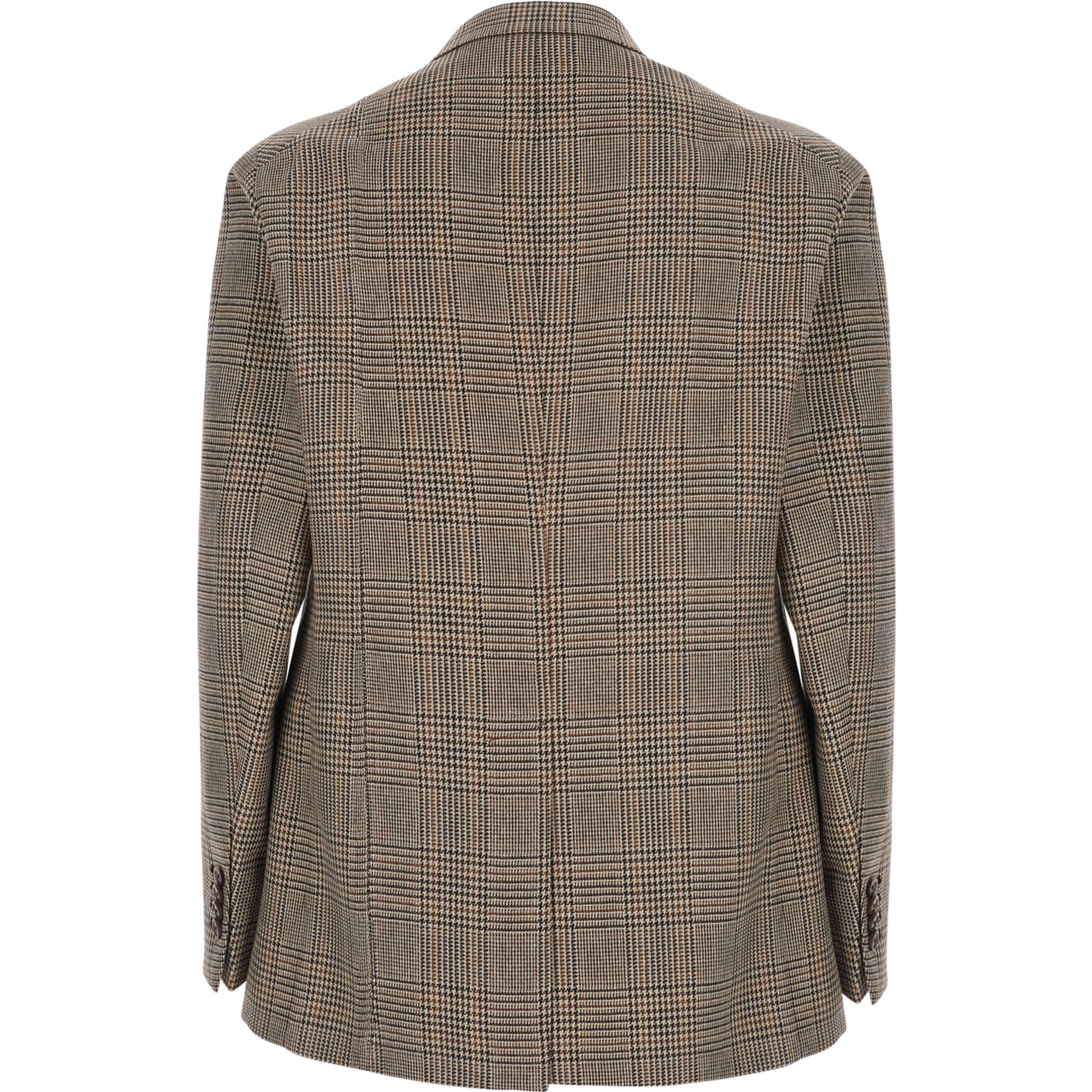 New York Beige Single-breasted Jacket with notched revers and houndstooth motif in wool for men