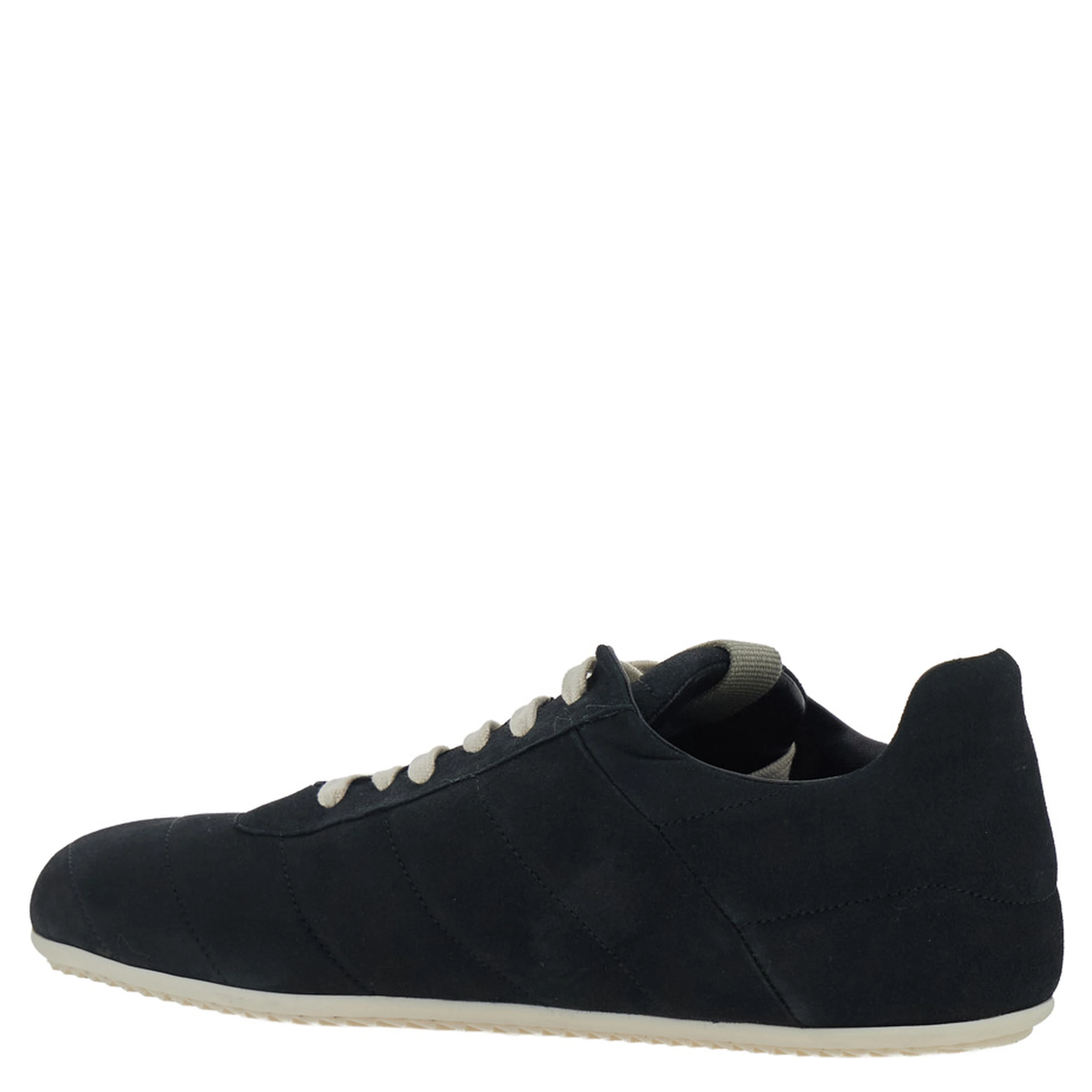 Black Low Top Sneakers with Round Toe and Front Lace Closure in Suede for Men