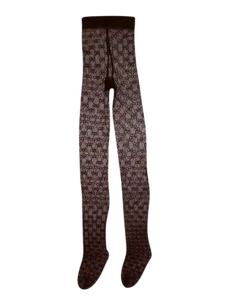 Brown tights with all-over GG motif in Tech Fabric women