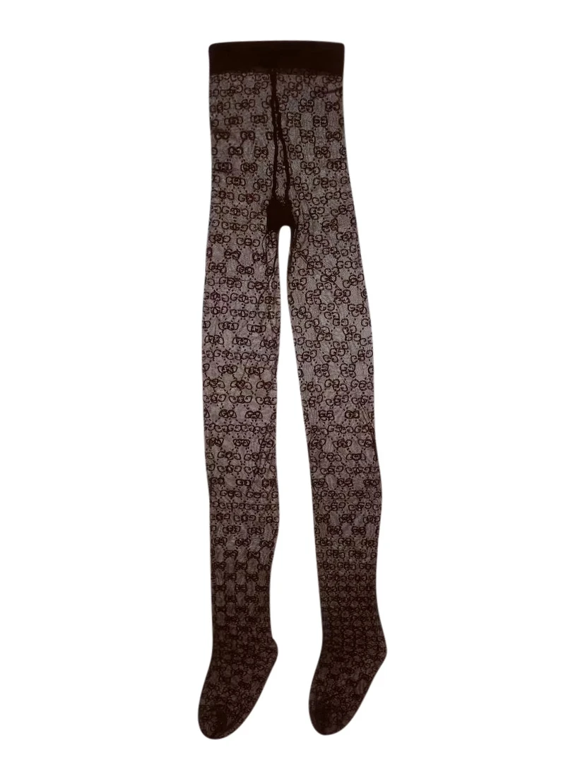 Brown tights with all-over GG motif in Tech Fabric women