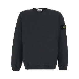 Grey Crewneck sweatshirt with logo patch on the sleeve in cotton for men