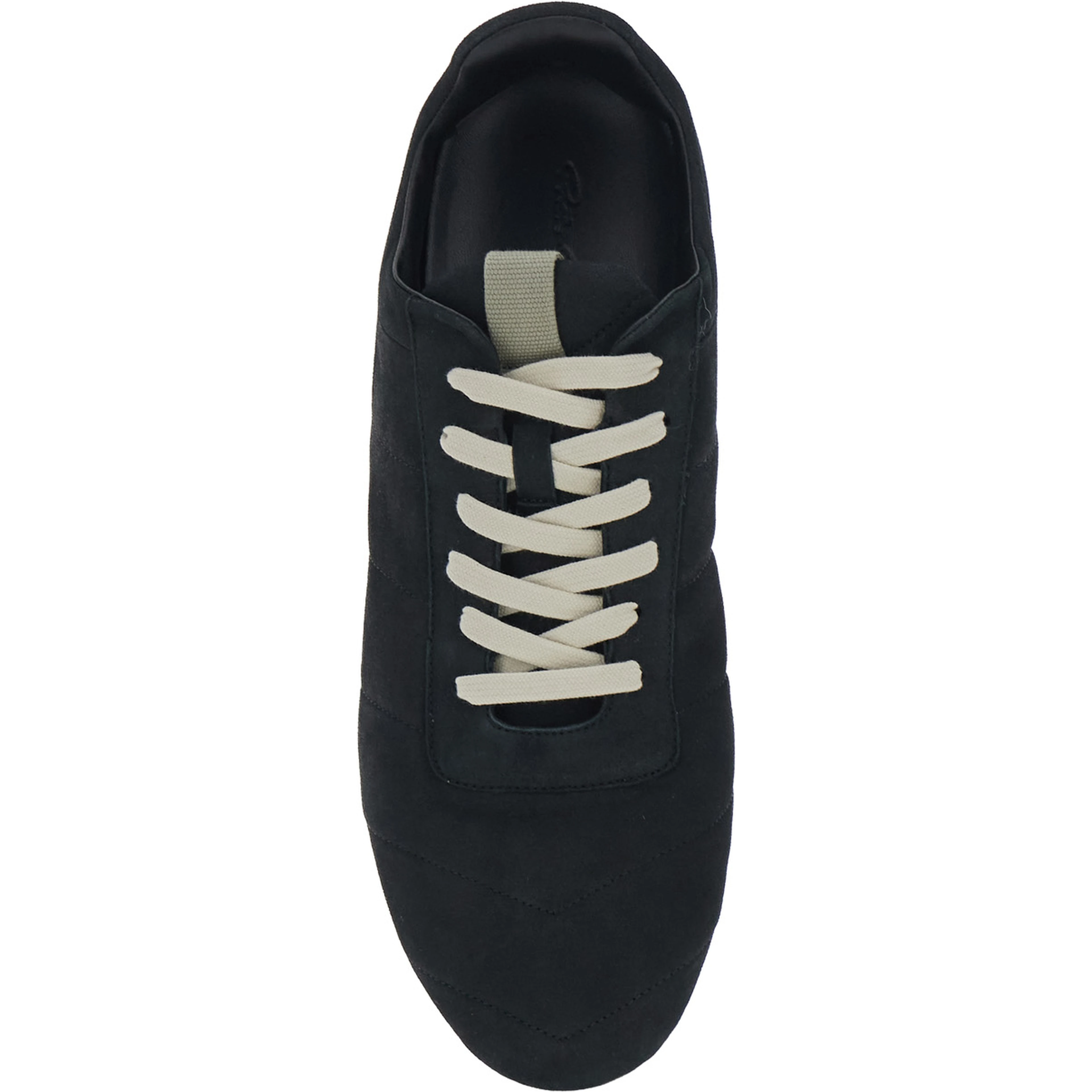 Black Low Top Sneakers with Round Toe and Front Lace Closure in Suede for Men