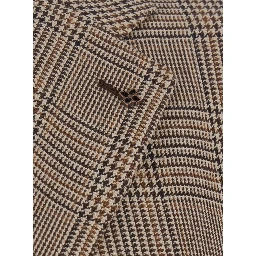 New York Beige Single-breasted Jacket with notched revers and houndstooth motif in wool for men