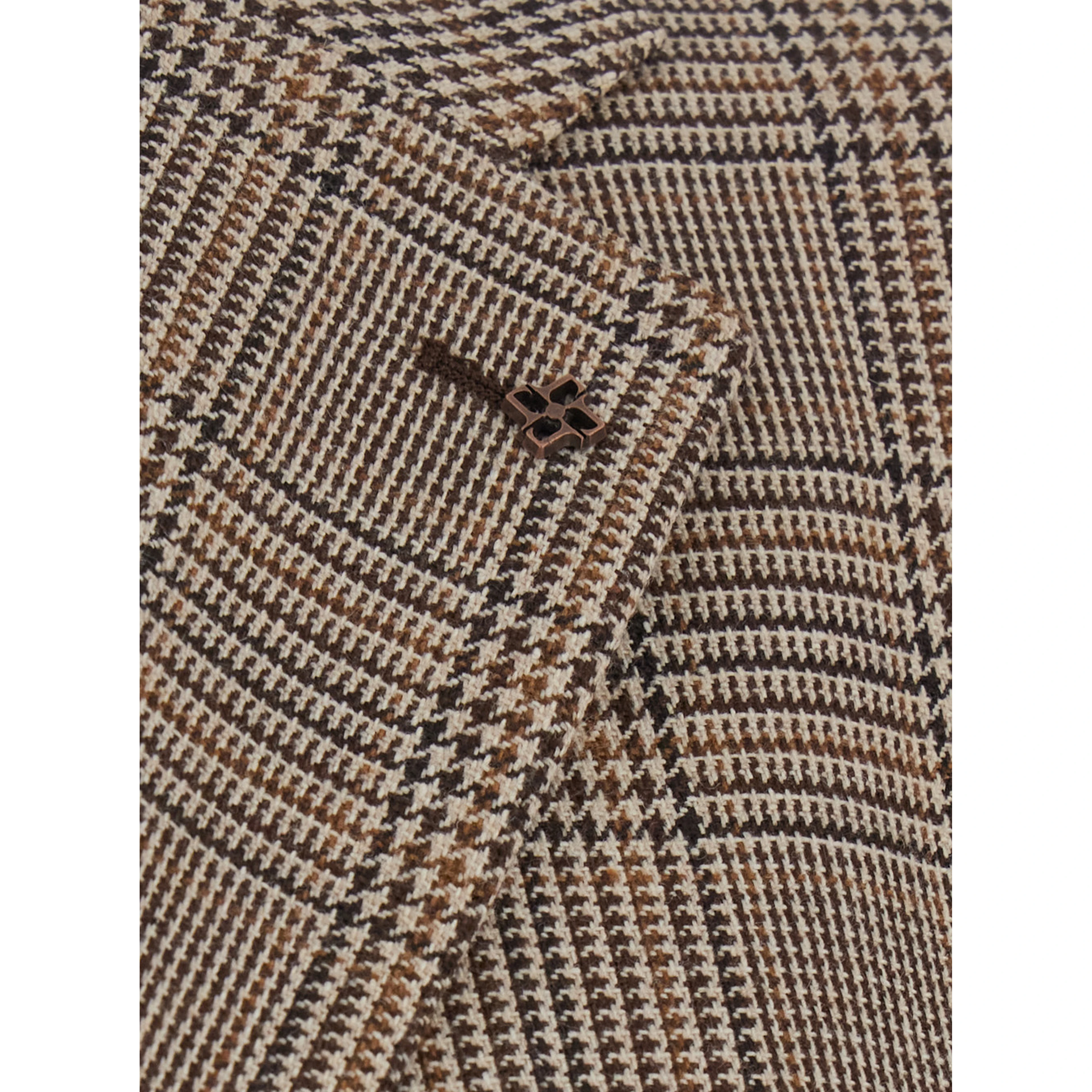 New York Beige Single-breasted Jacket with notched revers and houndstooth motif in wool for men