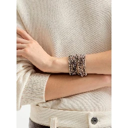 Metallic Bracelet with layered design and Monile in Metal for women