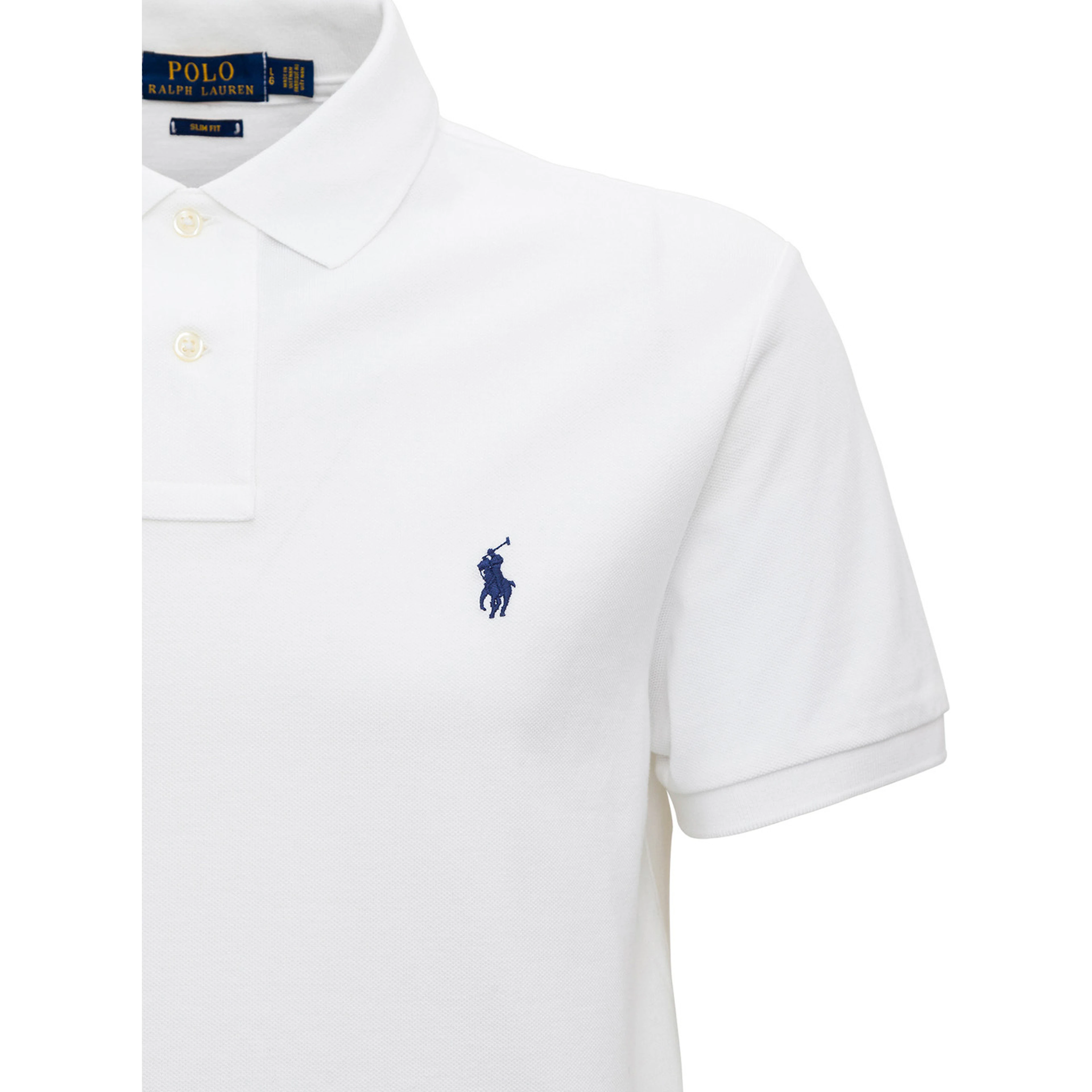 Polo "Slim Fit" with Classic Collar and Pony Embroidery on the Front in White Cotton for Men