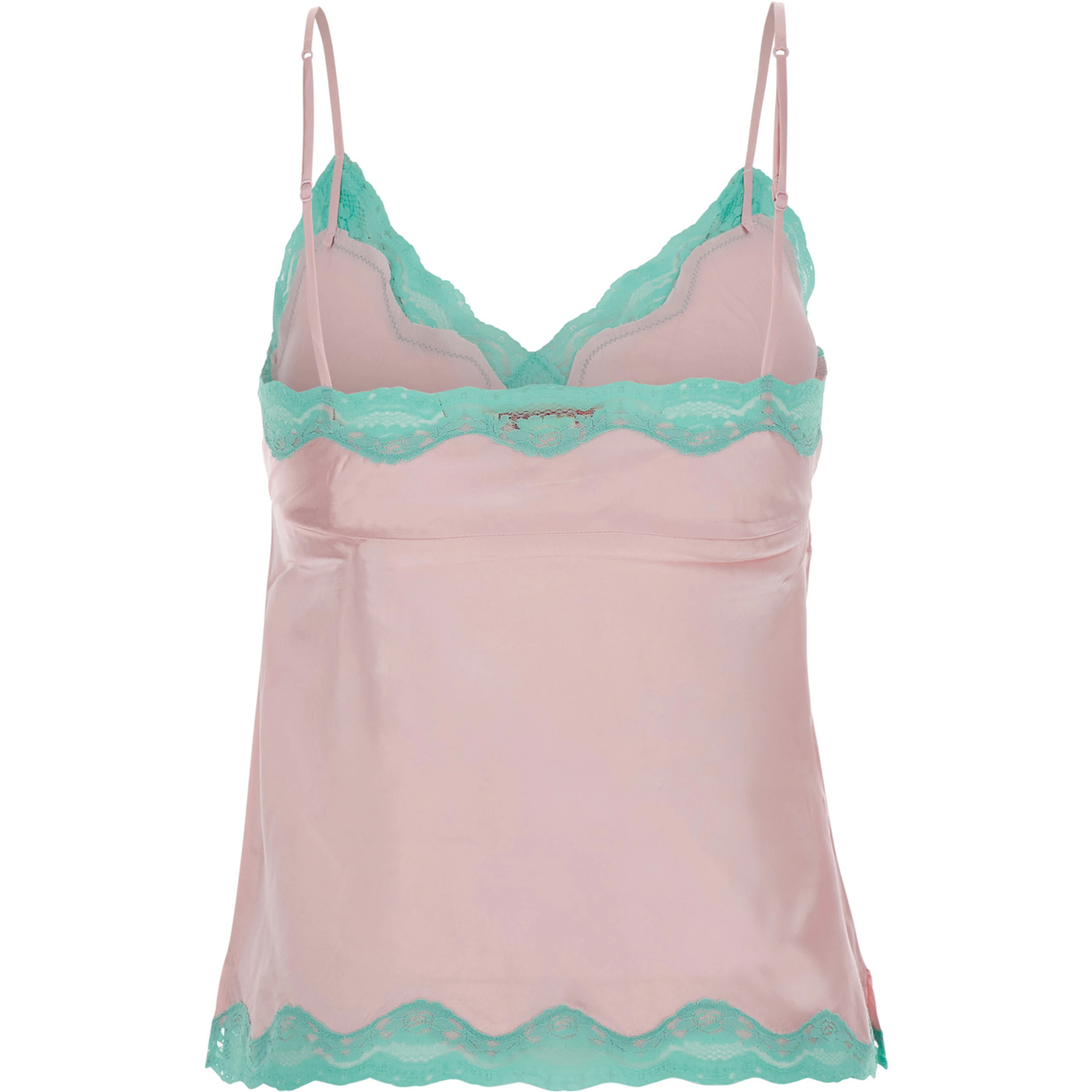 pink Top with spaghetti straps and lace details in fabric for women