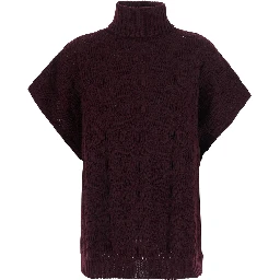 Brown High-neck sweater with wide short sleeves in Blend wool women