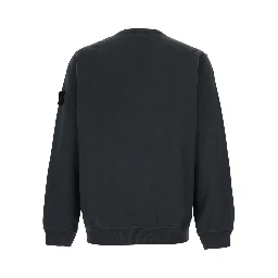 Grey Crewneck sweatshirt with logo patch on the sleeve in cotton for men